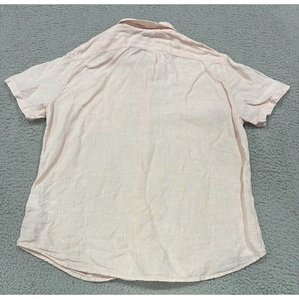 J.Crew Shirt Mens Large Pink Baird McNutt Irish Linen Short Sleeve Button Up